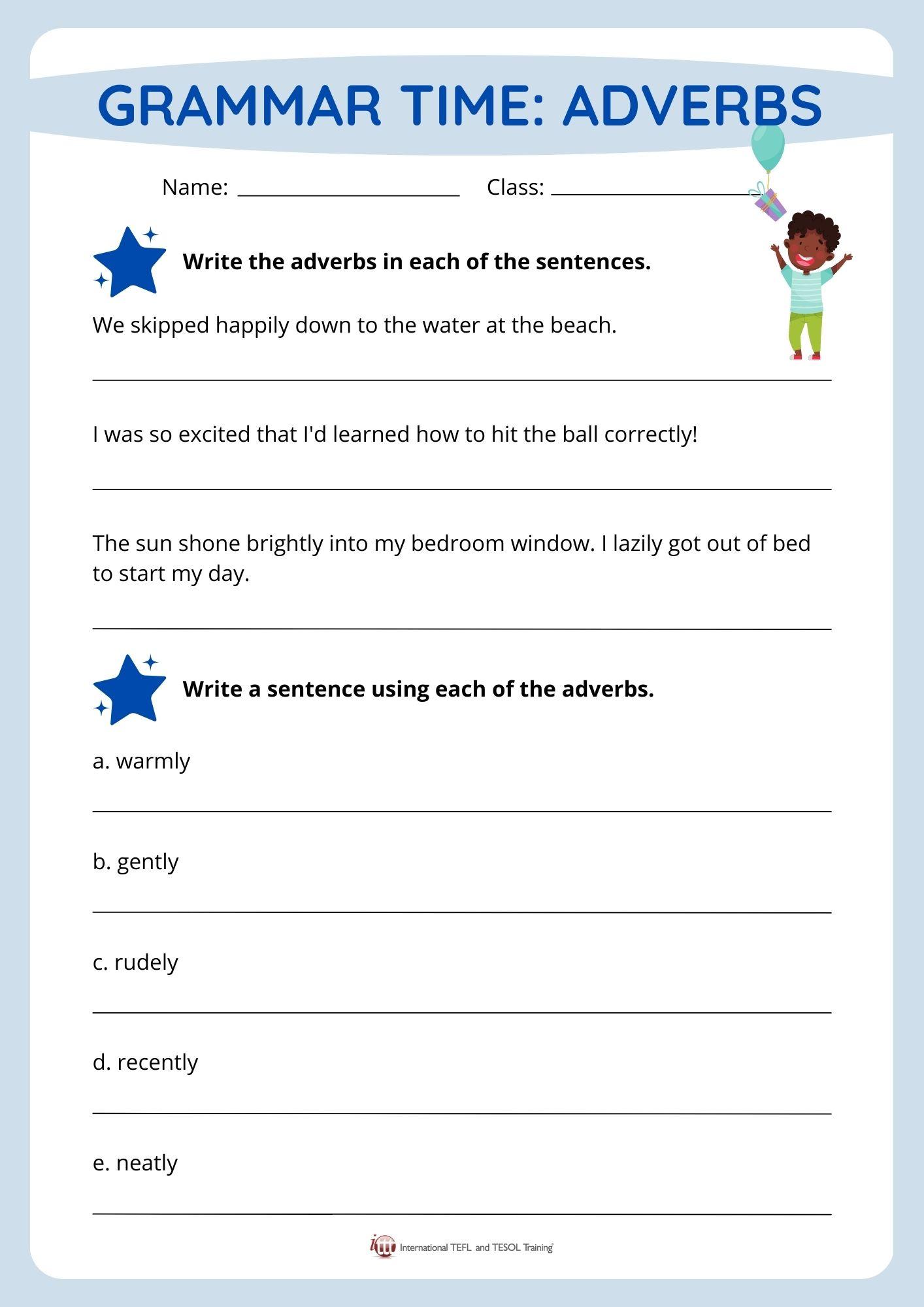 Grammar corner Recognizing Adverbs EFL Worksheet