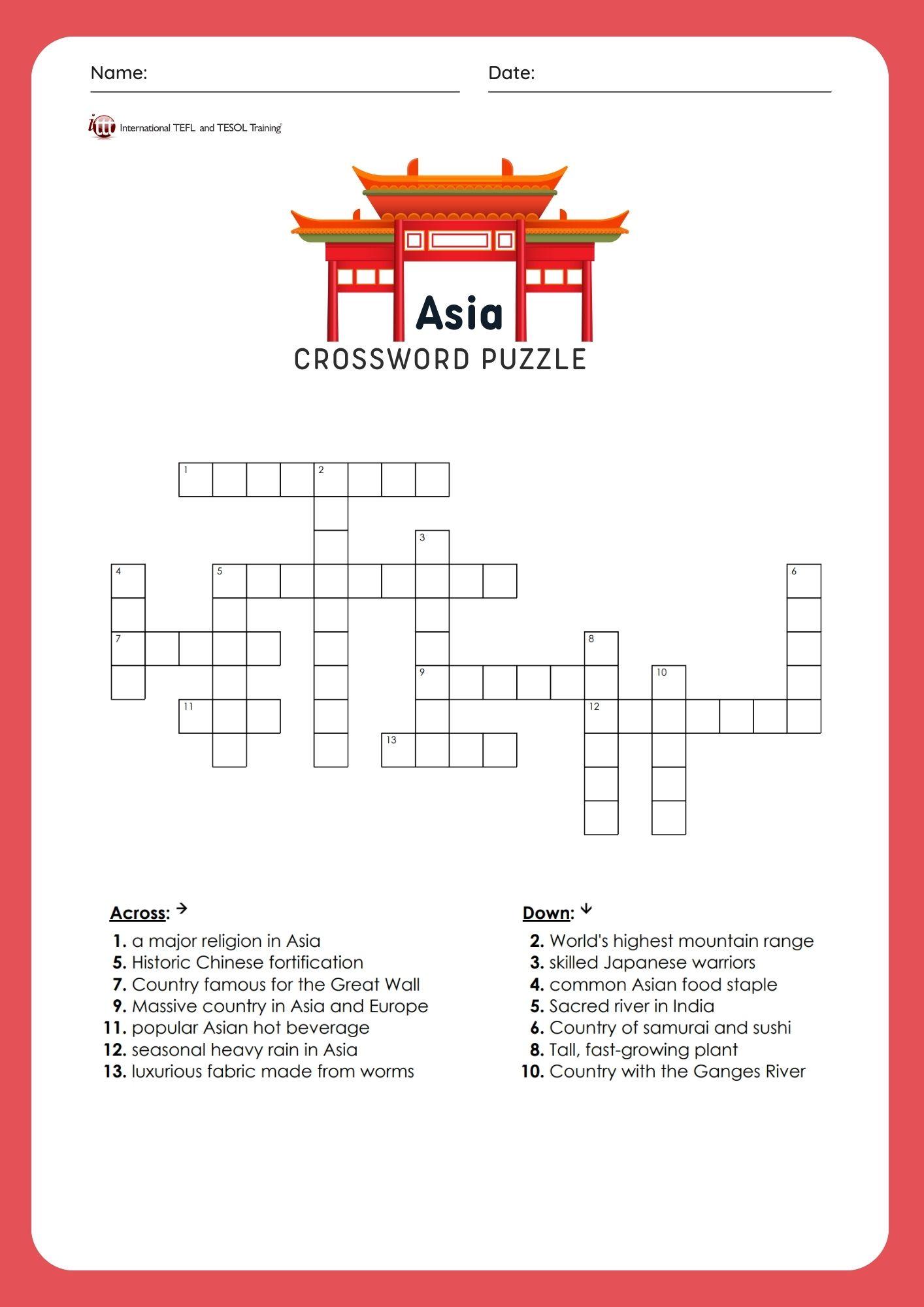 Grammar corner EFL Asia Vocabulary Crossword Puzzle