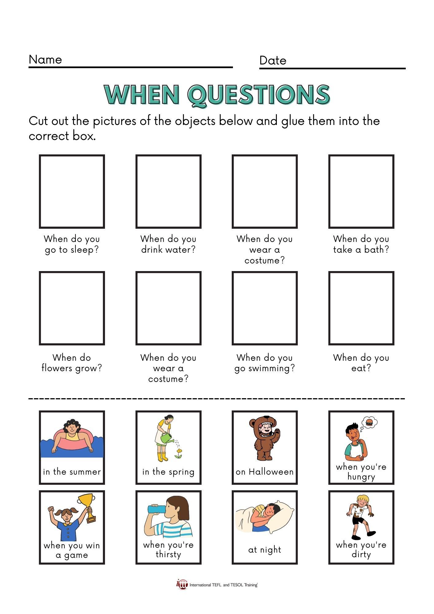 Grammar corner When Questions Worksheet
