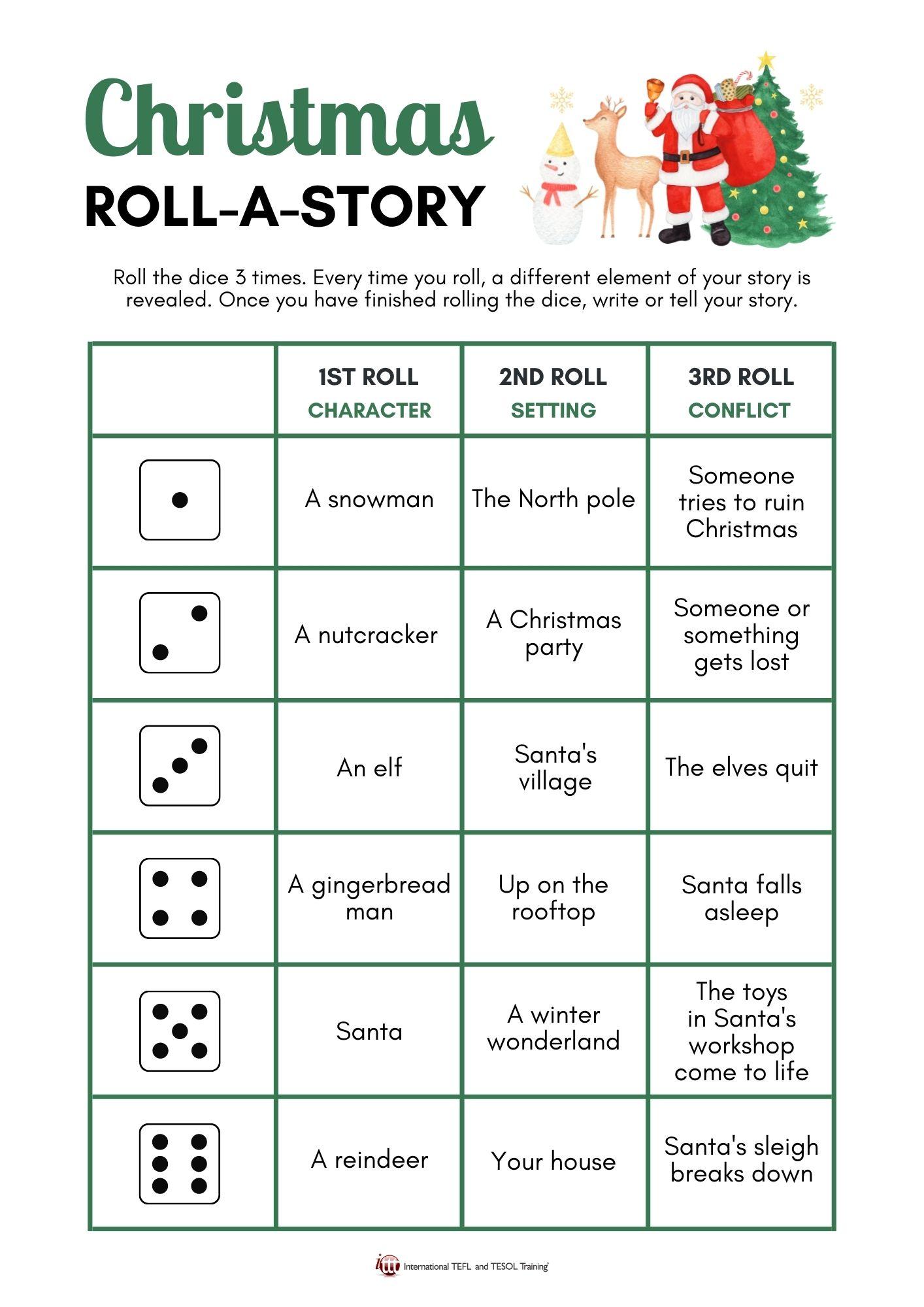 Grammar corner Christmas Roll a Story