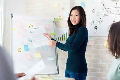 teacher by the whiteboard