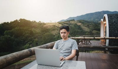 person working at the laptop