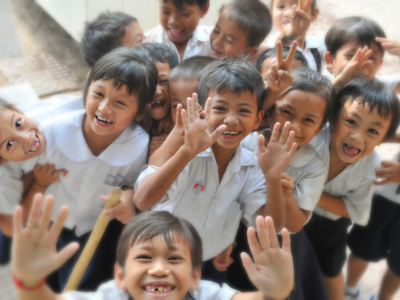 happy students in uniform