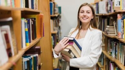 female teacher in the library