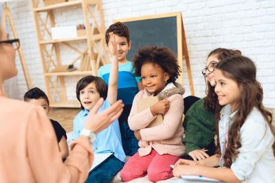 children listen to a story