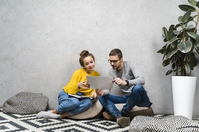 man and woman communicating