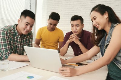 a group of asian students