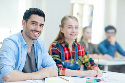 students at the table