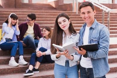 smiling university students